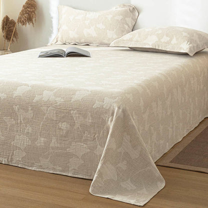 Ginkgo Leaf Textured Cotton Linen Bedspread - image 1