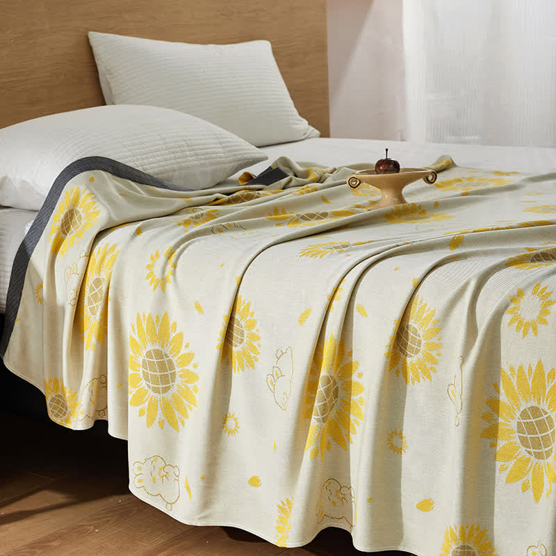Sunflower Rabbit Cooling Sheet Bedspread - Queen - image 0