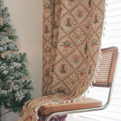 Christmas Tree & Bow Print Holiday Curtain - image 2