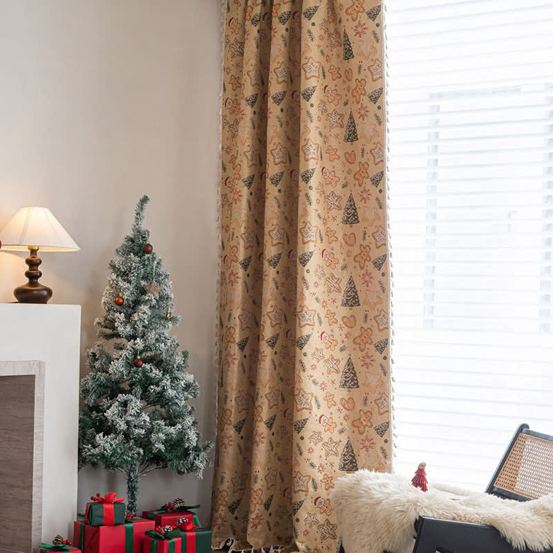 Christmas Gingerbread Man Holiday Curtain - image 1