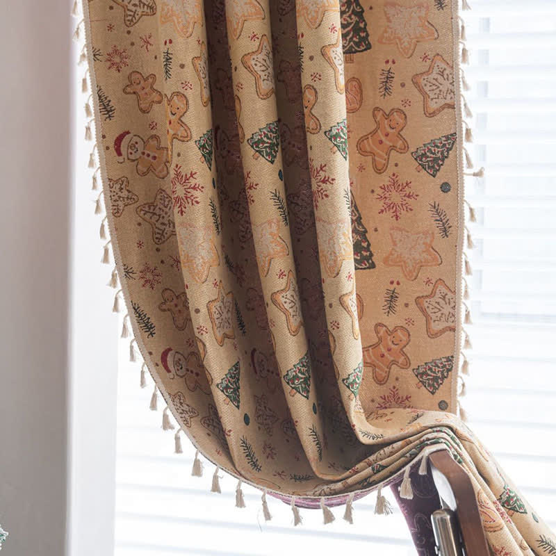 Christmas Gingerbread Man Holiday Curtain - image 3