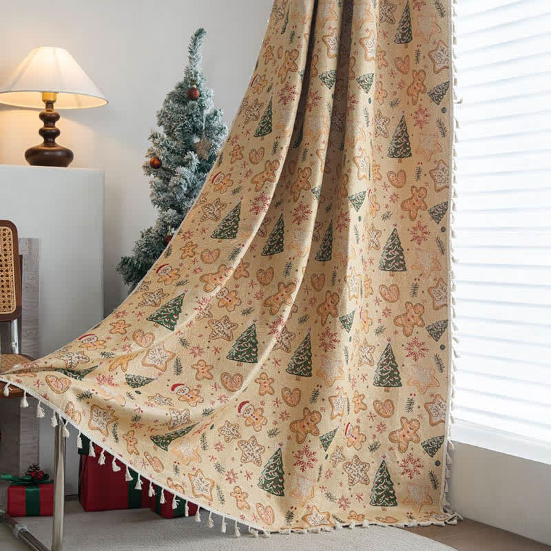 Christmas Gingerbread Man Holiday Curtain - Rod Pocket - 59" x 102" - image 0