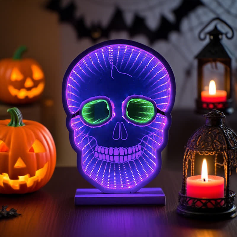 Halloween Skull Infinity Lights with Stand - image 1