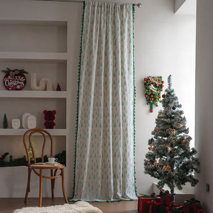 Green Fir Tree Print Curtain - image 1