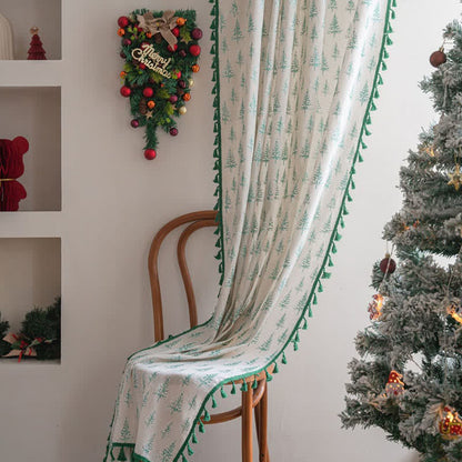 Green Fir Tree Print Curtain - image 3