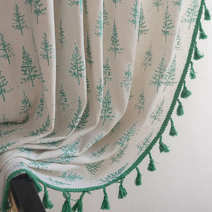 Green Fir Tree Print Curtain - image 5