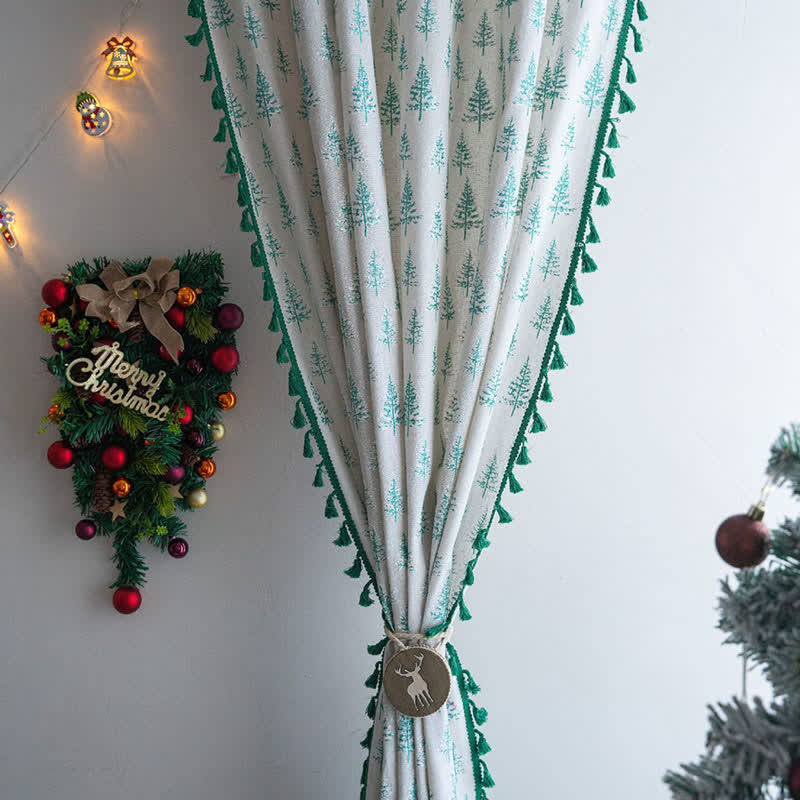 Green Fir Tree Print Curtain - image 4