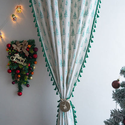 Green Fir Tree Print Curtain - image 4