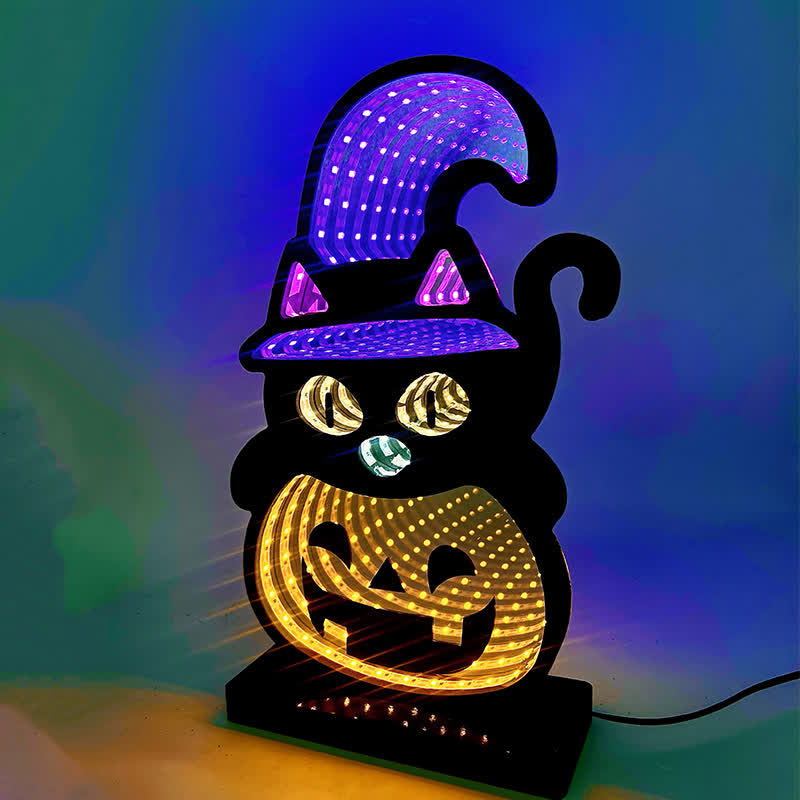 3D Black Cat Pumpkin Infinity Lights - image 3