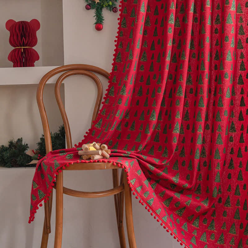 Christmas Fir Tree Holiday Curtain - Rod Pocket - 59" x 102" - image 0