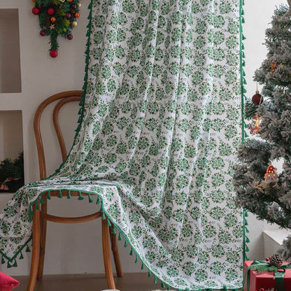 Christmas Floral Edelweiss Print Curtain - Rod Pocket - 59" x 102" - image 0