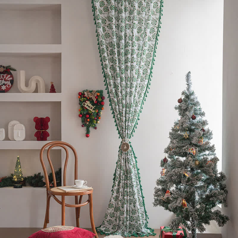 Christmas Floral Edelweiss Print Curtain - image 2