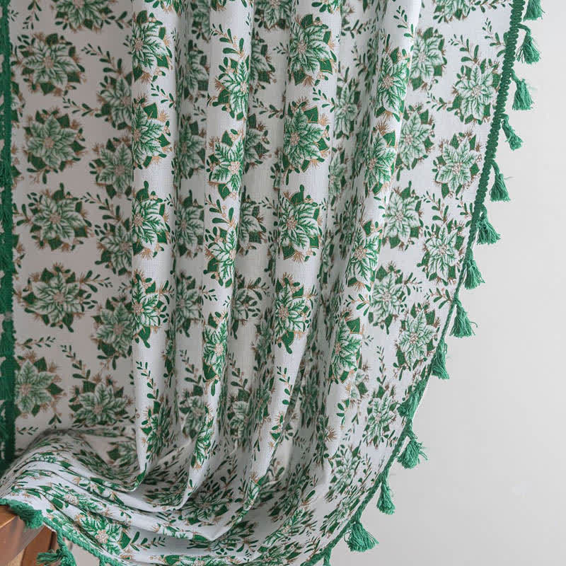 Christmas Floral Edelweiss Print Curtain - image 4