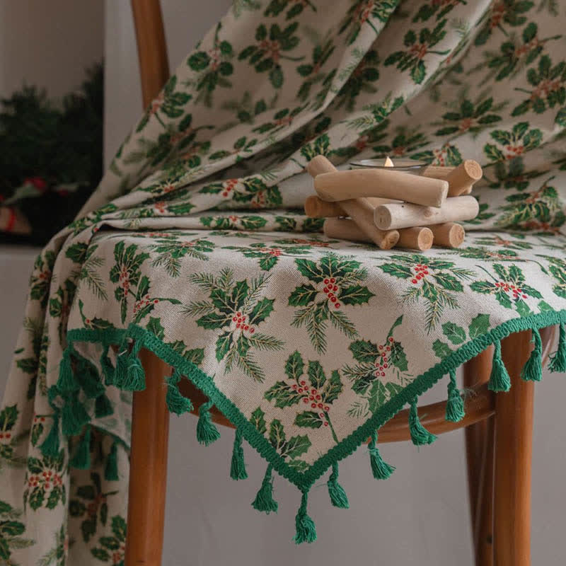 Christmas Holly Leaf Print Curtain - image 5