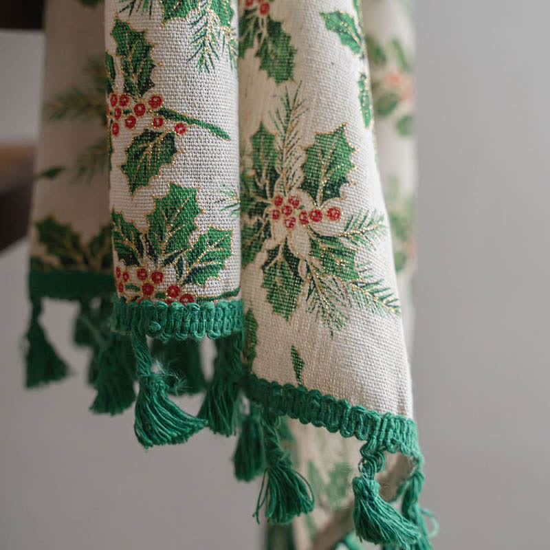 Christmas Holly Leaf Print Curtain - image 6