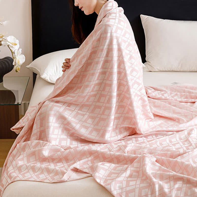 Geometric Plaid Cooling Sheet Bedspread - image 5