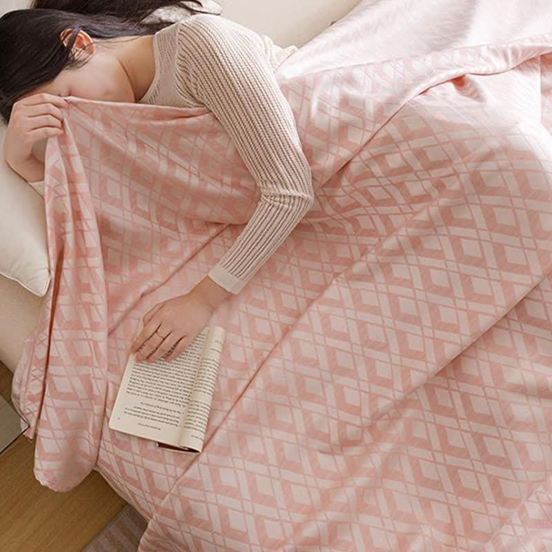 Geometric Plaid Cooling Sheet Bedspread - image 4