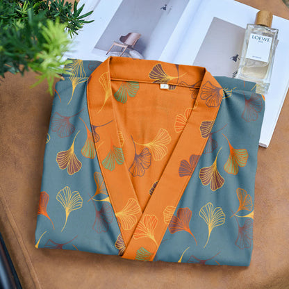 Ginkgo Biloba Cotton Gauze Kimono Robe - image 12