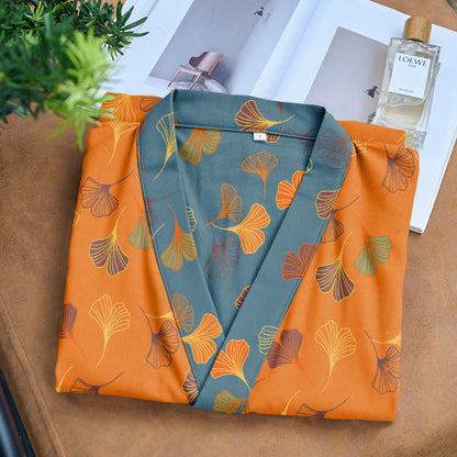 Ginkgo Biloba Cotton Gauze Kimono Robe - image 22