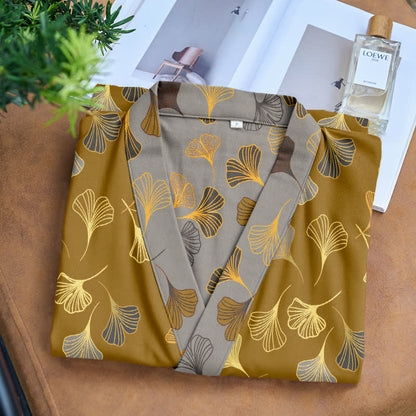 Ginkgo Biloba Cotton Gauze Kimono Robe - image 6