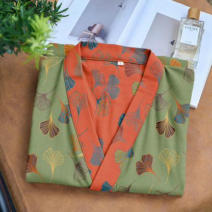 Ginkgo Biloba Cotton Gauze Kimono Robe - image 26