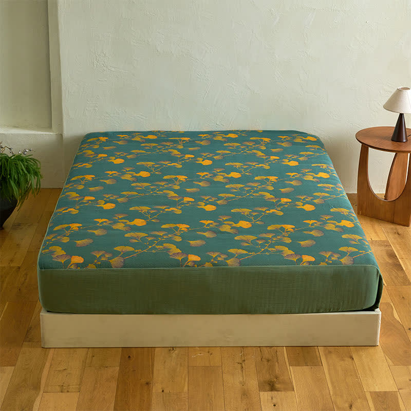 Large Ginkgo Leaf Cotton Fitted Sheet - image 4