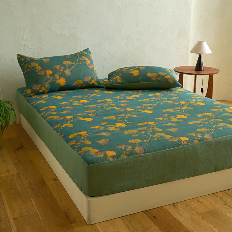 Large Ginkgo Leaf Cotton Fitted Sheet - image 1