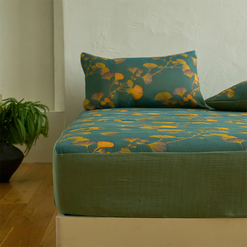Large Ginkgo Leaf Cotton Fitted Sheet - image 5