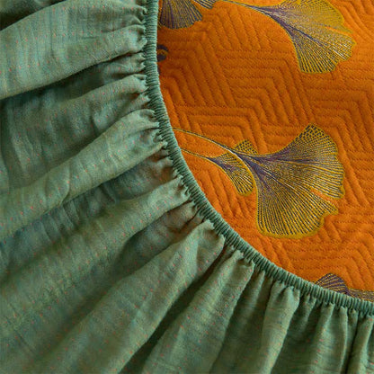 Large Ginkgo Leaf Cotton Fitted Sheet - image 9