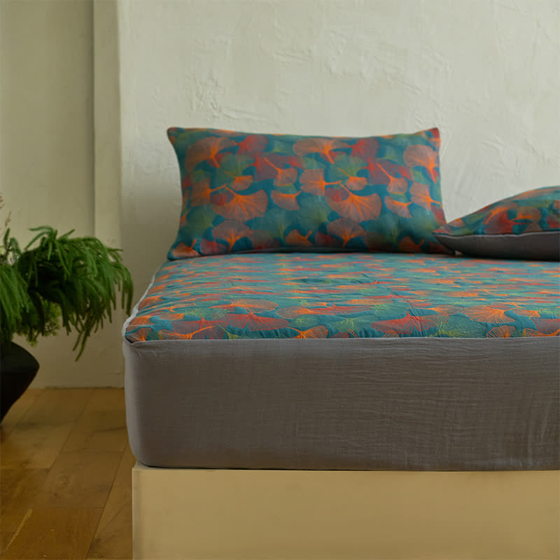 Ginkgo Leaf Cotton Gauze Fitted Sheet - image 3