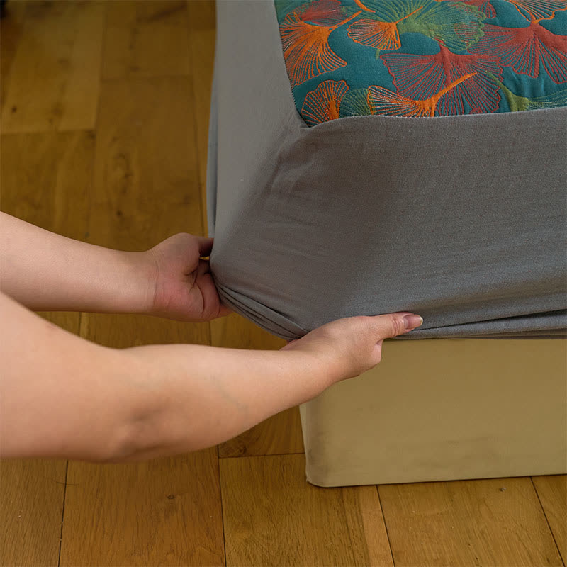 Ginkgo Leaf Cotton Gauze Fitted Sheet - image 5