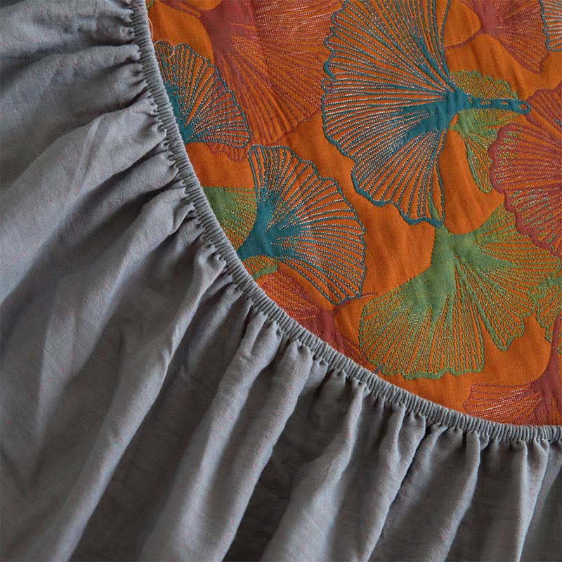 Ginkgo Leaf Cotton Gauze Fitted Sheet - image 8