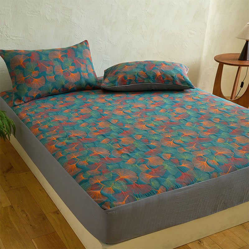 Ginkgo Leaf Cotton Gauze Fitted Sheet - image 1