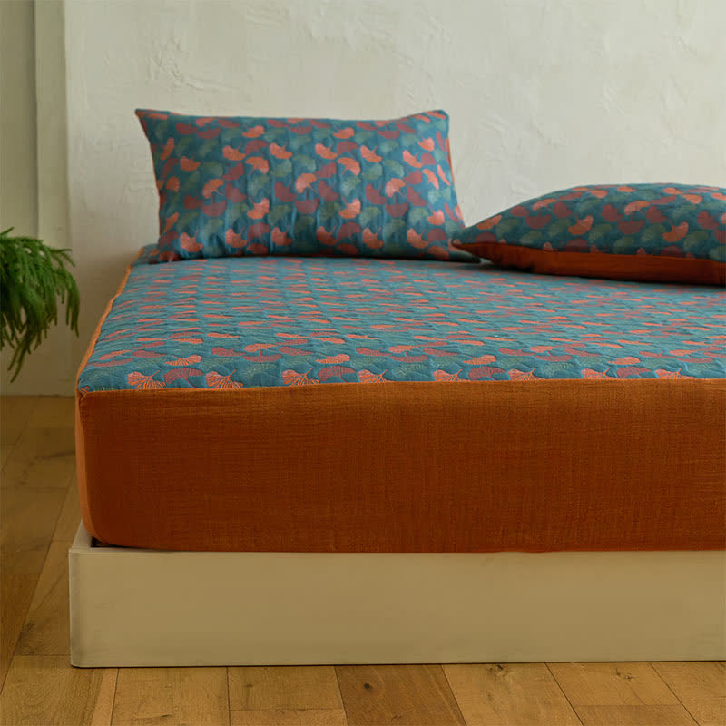 Ginkgo Cotton Gauze Jacquard Fitted Sheet - image 2