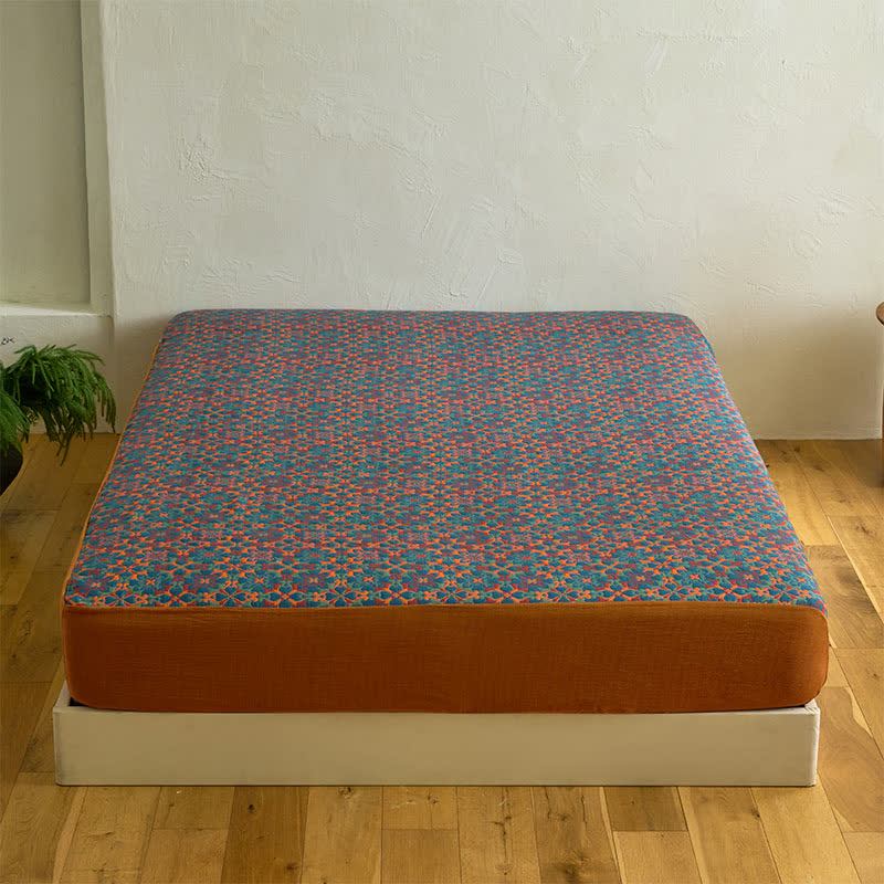 Retro Geometric Pattern Cotton Fitted Sheet - image 2