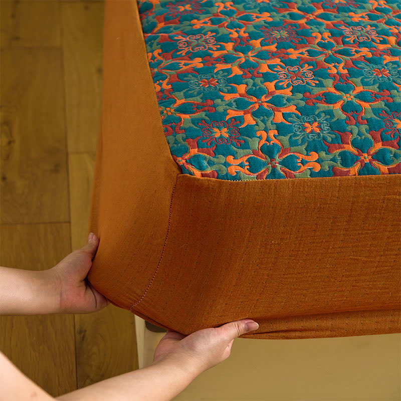 Retro Geometric Pattern Cotton Fitted Sheet - image 5