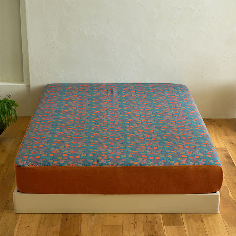 Leaf Print Cotton Gauze  Fitted Sheet - image 2
