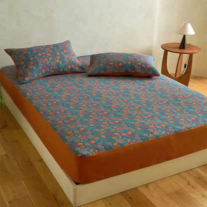 Leaf Print Cotton Gauze  Fitted Sheet - image 1