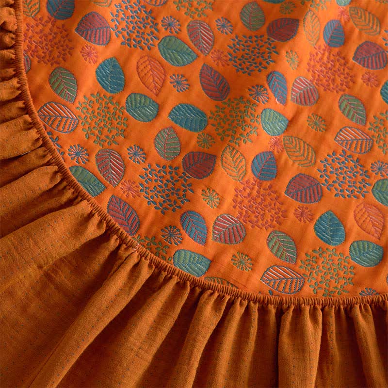 Leaf Print Cotton Gauze  Fitted Sheet - image 8