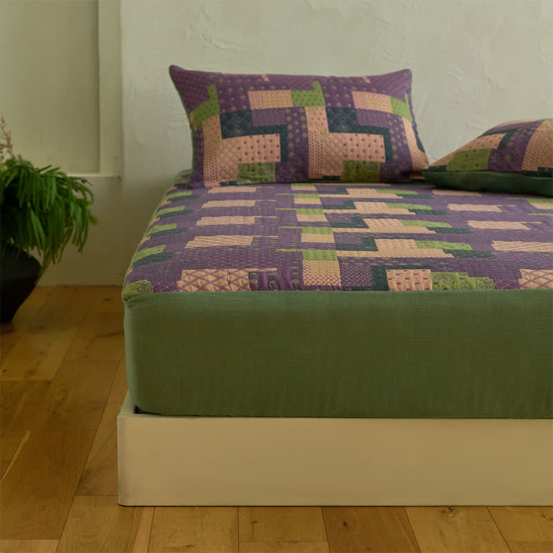 Patchwork Cotton Gauze Jacquard Fitted Sheet - image 3