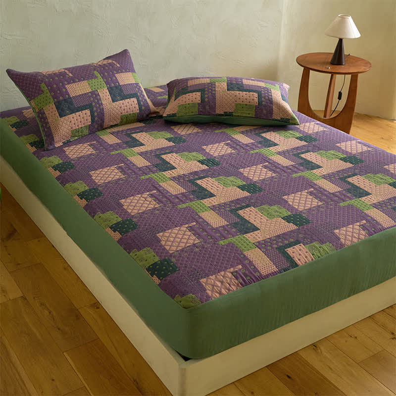 Patchwork Cotton Gauze Jacquard Fitted Sheet - image 1