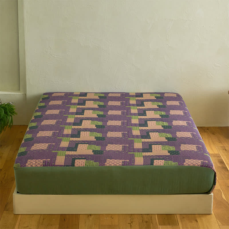 Patchwork Cotton Gauze Jacquard Fitted Sheet - image 2