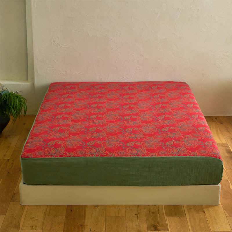 Paisley Floral Cotton Jacquard Fitted Sheet - image 2