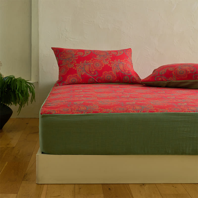 Paisley Floral Cotton Jacquard Fitted Sheet - image 3