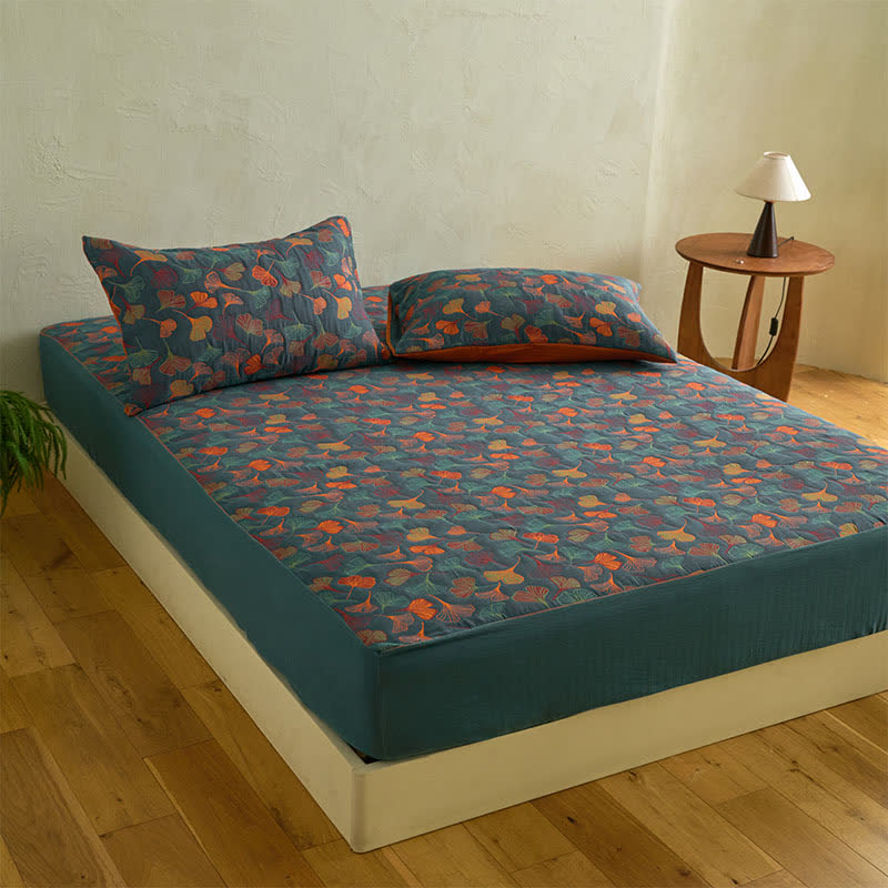 Ginkgo Natural Cotton Gauze Fitted Sheet - image 1