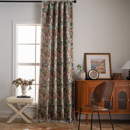 Tropical Monstera Butterfly Jacquard Curtain - image 1
