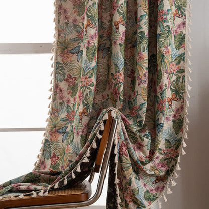 Tropical Monstera Butterfly Jacquard Curtain - image 4