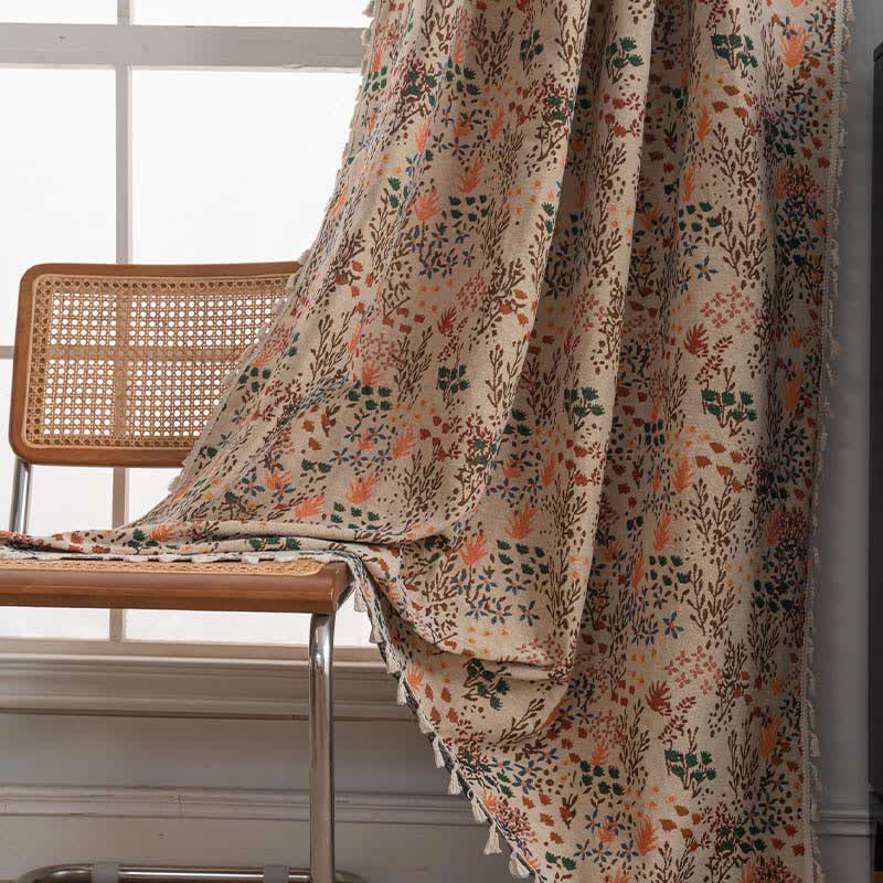 Nature-inspired Leaf Jacquard Tassel Curtain - image 2