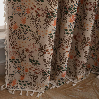 Nature-inspired Leaf Jacquard Tassel Curtain - image 4