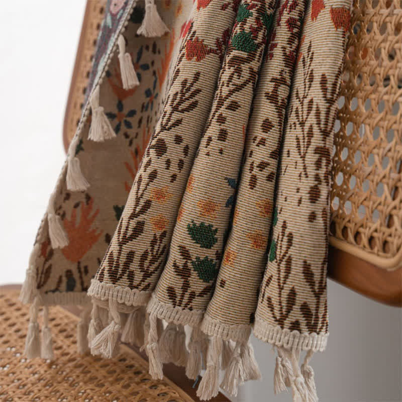 Nature-inspired Leaf Jacquard Tassel Curtain - image 5